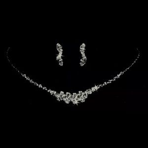Necklace Earrings Set rhinestone silver Crystal